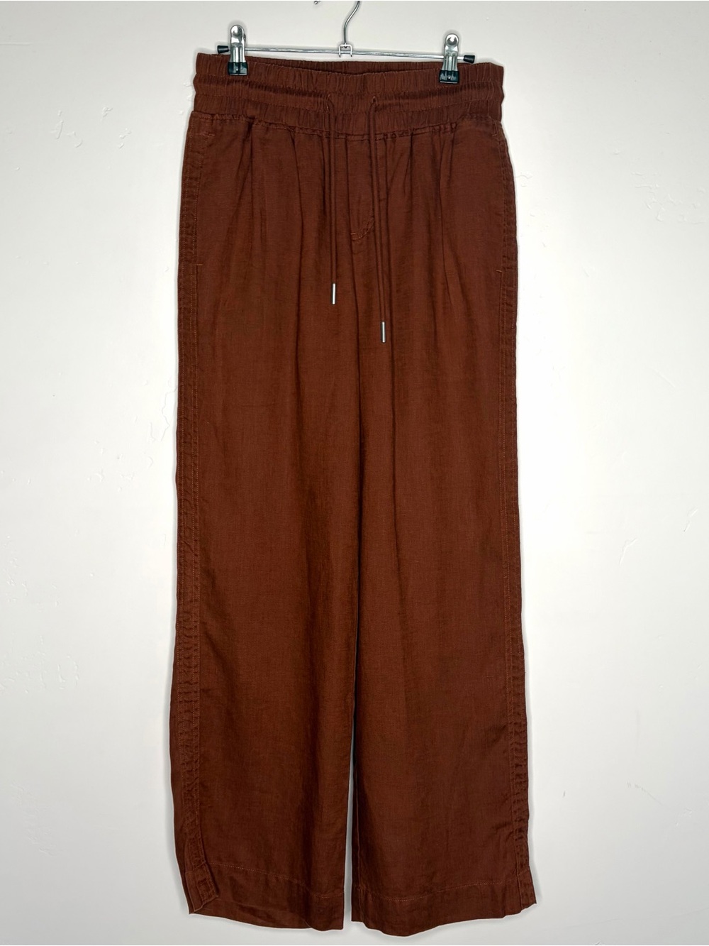 Quince 100% European Linen Wide Leg Pants Burnt Orange Terracotta Small